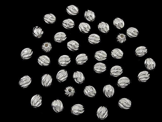 Silver 925 Line Carved Rondelle (Twisted Corrugated Beads) 6x5.5x5.5mm No Coating 3pcs