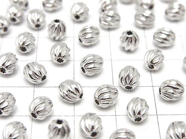 Silver 925 Line Carved Rondelle (Twisted Corrugated Beads) 6x5.5x5.5mm Rhodium Plated 3pcs