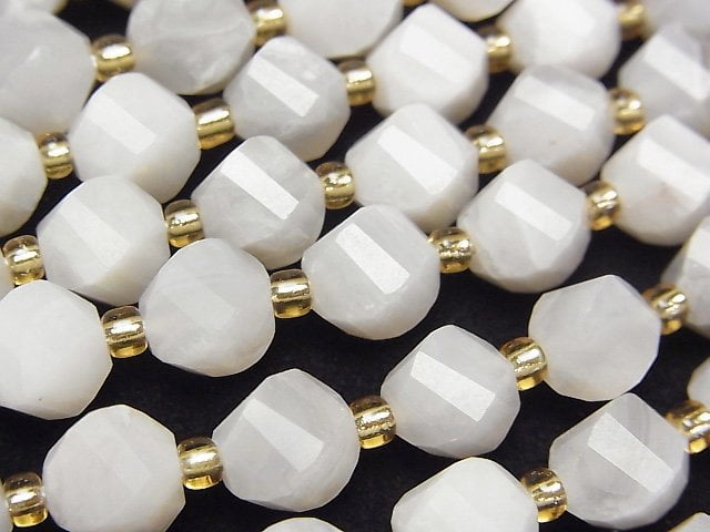 高品質!白色瘋狂瑪瑙扭曲形多刻面 8x7x7mm 串珠 (約15英吋/36公分)