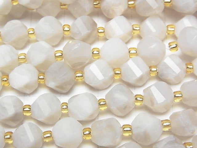 高品質!白色瘋狂瑪瑙扭曲形多刻面 8x7x7mm 串珠 (約15英吋/36公分)