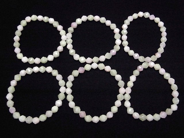 Hochwertig! Kunzit & Hiddenit AA Stern facettiert rund 8mm Armband