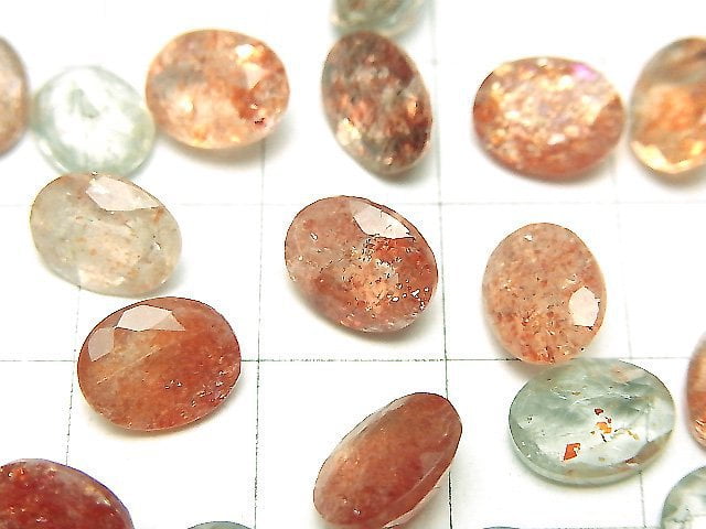 High Quality Multicolor Sunstone AAA Loose stone Oval Faceted 9x7mm 3pcs