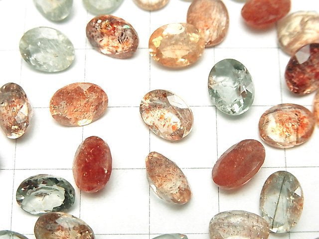 Hochwertiger mehrfarbiger Sonnenstein AAA lose Steine oval facettiert 9x7mm 3 Stück