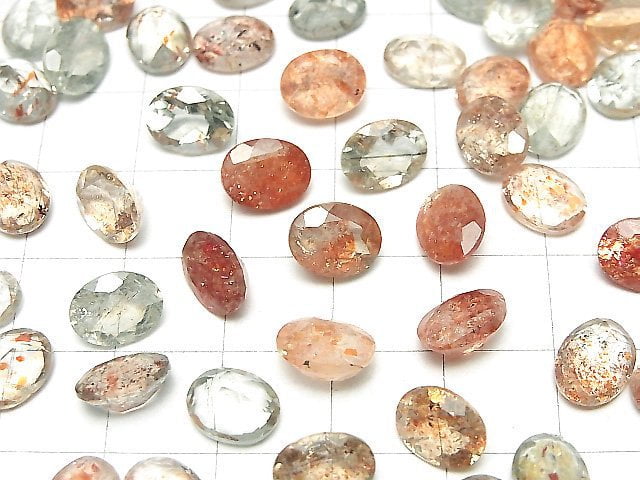 Hochwertiger mehrfarbiger Sonnenstein AAA lose Steine oval facettiert 9x7mm 3 Stück