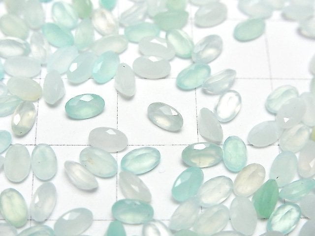 High Quality Peruvian Blue Opal AA++ Loose stone Oval Faceted 5x3mm 5pcs