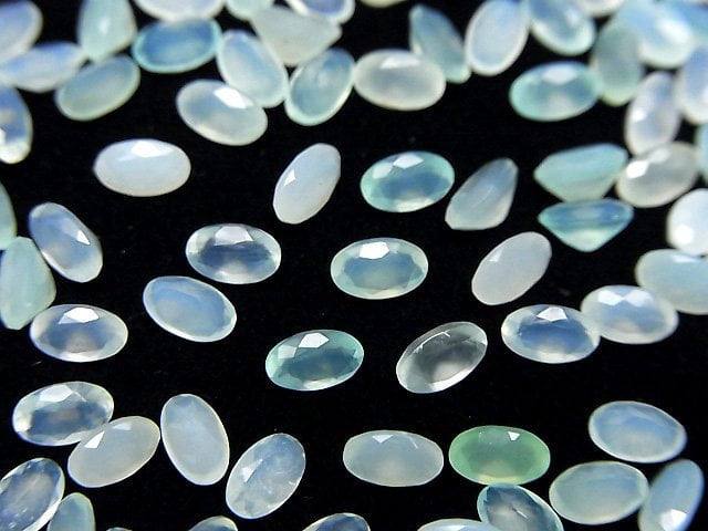 Hochwertiger peruanischer blauer Opal AA++ lose Steine oval facettiert 5x3mm 5 Stück