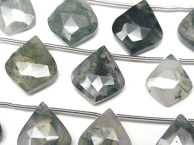 Moss Agate AAA Transformed Faceted Pear Shape 1strand beads (5pcs)