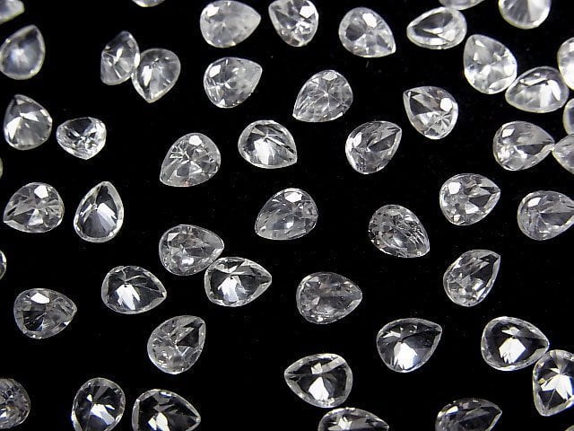 Hochwertiger natürlicher weißer Zirkon AAA Lose Stein Tropfenform Facettiert 5x4mm 5 Stück