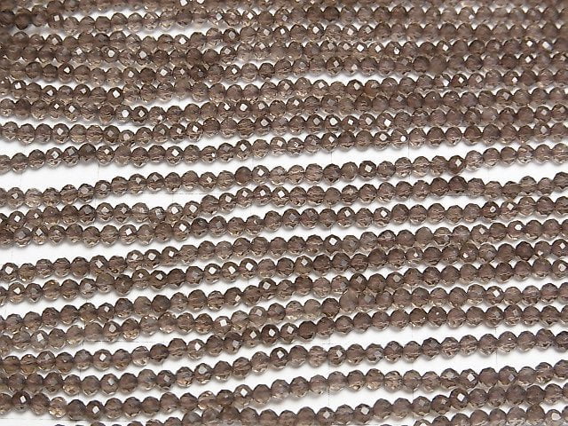 Hochwertig! Rauchquarz AAA Facettiert Rund 2.5mm 1strang Perlen (ca. 15 Zoll/37 cm)