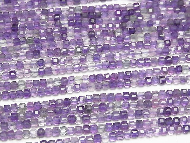 Hochwertig! Multicolor Fluorit AAA- Würfelform 3x3x3mm 1Strang Perlen (ca. 15Zoll/37cm)