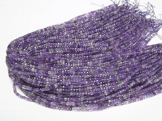 Hochwertig! Multicolor Fluorit AAA- Würfelform 3x3x3mm 1Strang Perlen (ca. 15Zoll/37cm)