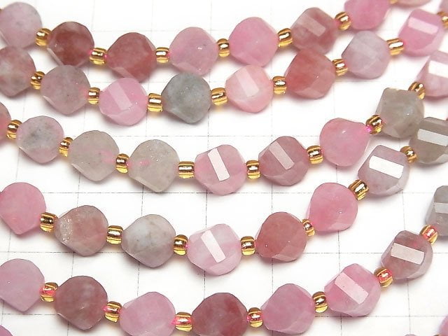 Hochwertig! Mehrfarbiger Jade Dreh x Mehrfachfacetten 8x7x7mm 1strang Perlen (ca. 13 Zoll/33 cm)