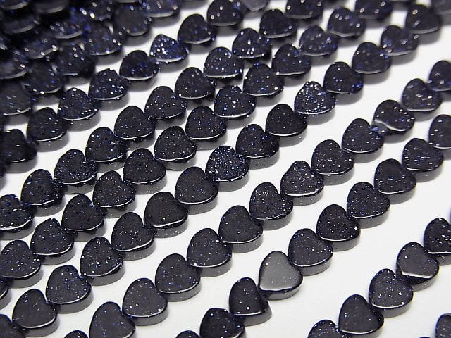 Blue Golden Sand Stone Vertical Hole Heart 4x4mm 1strand beads (aprx.15inch/36cm)