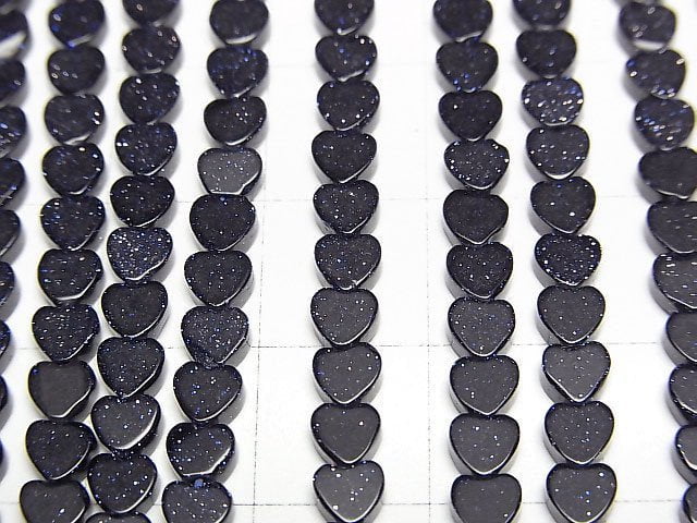 Blue Golden Sand Stone Vertical Hole Heart 4x4mm 1strand beads (aprx.15inch/36cm)