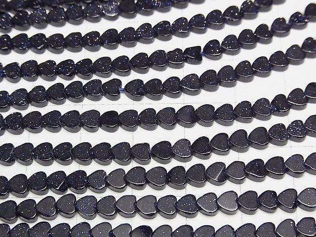 Blauer Goldener Sandstein Vertikale Loch Herz 4x4mm 1strang Perlen (ca. 15 Zoll/36 cm)