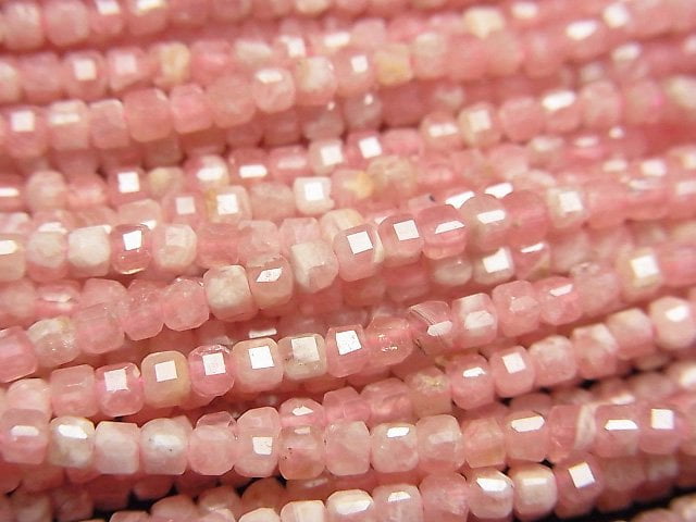 高品質!阿根廷紅紋石 AA+ 立方體形狀 2x2x2mm 1串珠子 (約15英吋/37公分)