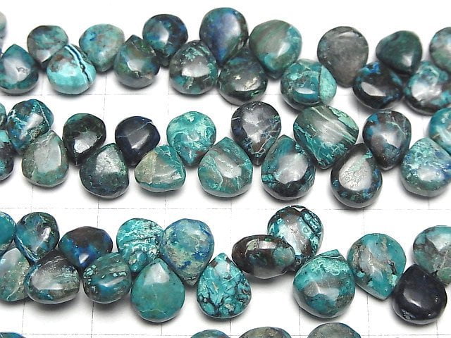 Chrysocolla AA++ Pear shape -Chestnut (Smooth) half or 1strand beads (aprx.7inch/18cm)