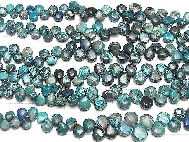 Chrysocolla AA++ Pear shape -Chestnut (Smooth) half or 1strand beads (aprx.7inch/18cm)