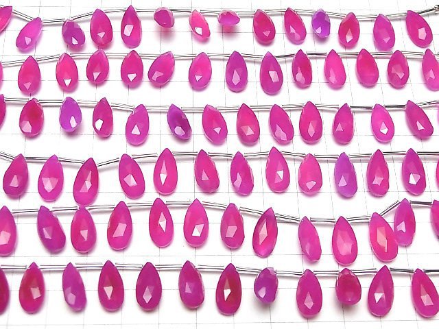 Hochwertiger fuchsia-pinker Chalcedon AAA Tropfenform facettierte Briolette 15x7mm halb oder 1Strang Perlen (12Stk)