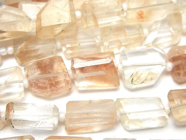 Red Hematite Quartz Faceted Nugget 1strand beads (aprx.7inch/18cm)