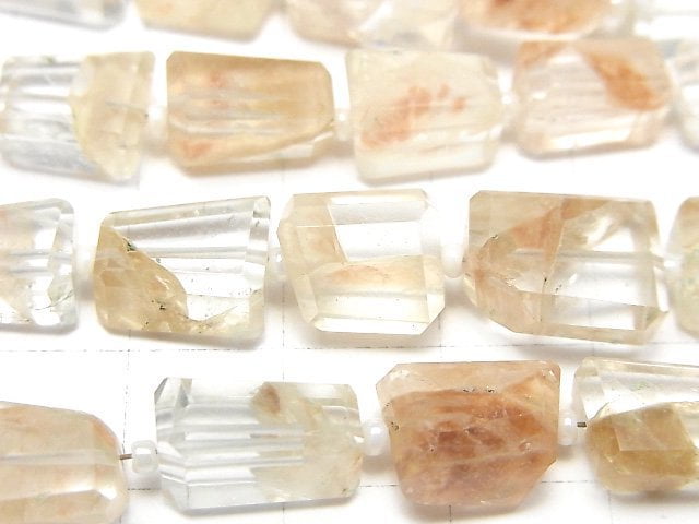 Red Hematite Quartz Faceted Nugget 1strand beads (aprx.7inch/18cm)
