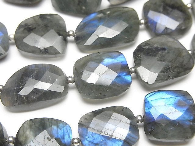 High Quality Labradorite AA++ Flat Faceted Nugget half or 1strand beads (aprx.7inch/17cm)