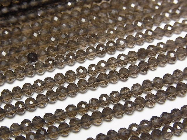 High Quality! Smoky Quartz AAA Faceted Button Rondelle 3x3x2mm 1strand beads (aprx.15inch/37cm)