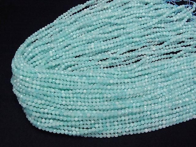Hochwertig! Amazonit Silica AA+ facettierte Rund 3mm 1Strang Perlen (ca. 15 Zoll / 37 cm)