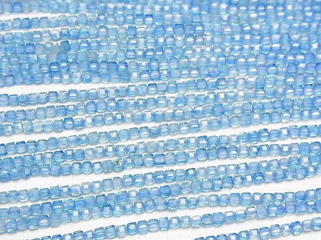 Hochwertiger! Blauer Topas AA++ Würfelform 2x2x2mm 1Strang Perlen (ca. 15 Zoll/37 cm)