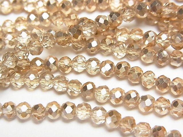 Glass Beads Faceted Button Rondelle 3x3x2mm Gold Half Coated 1strand beads (aprx.14inch/35cm)