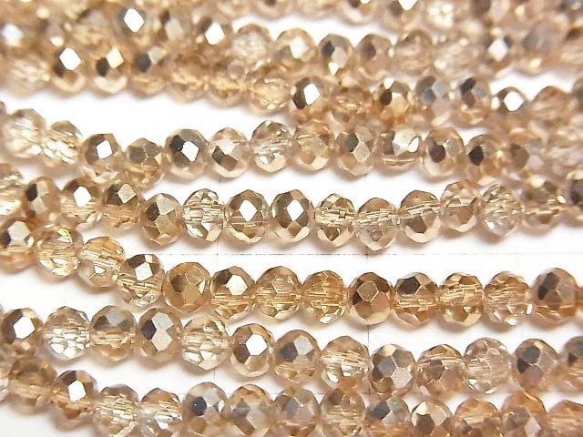 Glass Beads Faceted Button Rondelle 3x3x2mm Gold Half Coated 1strand beads (aprx.14inch/35cm)