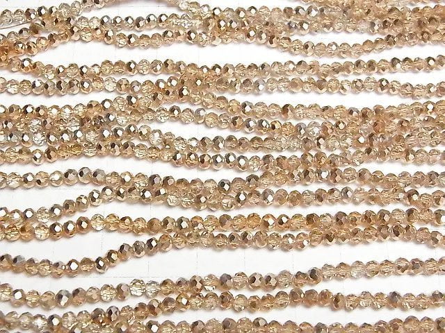 Glasperlen Facettiert Knopf Rondelle 3x3x2mm Gold Halb Beschichtet 1strang Perlen (ca. 14 Zoll/35 cm)