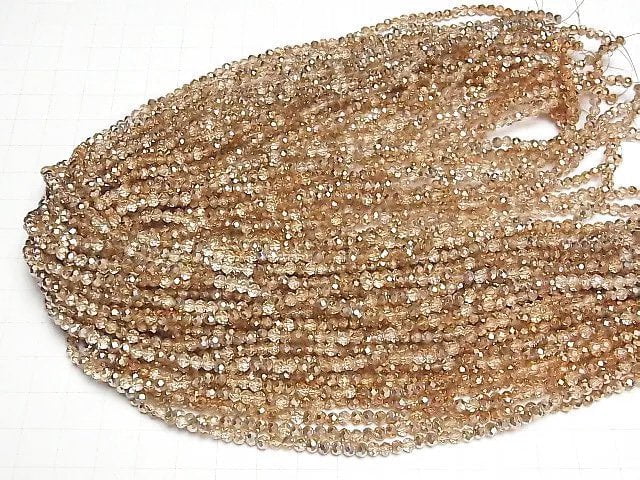 Glasperlen Facettiert Knopf Rondelle 3x3x2mm Gold Halb Beschichtet 1strang Perlen (ca. 14 Zoll/35 cm)