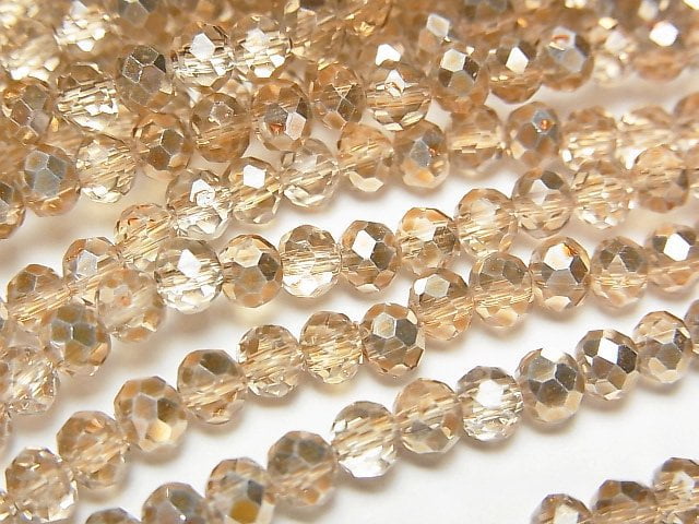 Glass Beads Faceted Button Rondelle 4x4x3mm Gold Half Coated 1strand beads (aprx.15inch/38cm)