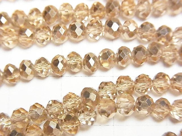 Glass Beads Faceted Button Rondelle 4x4x3mm Gold Half Coated 1strand beads (aprx.15inch/38cm)