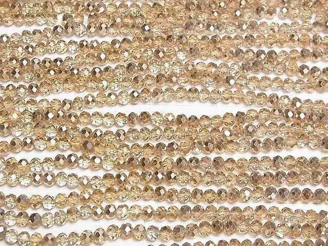 Glasperlen Facettiert Knopf Rondelle 4x4x3mm Gold Halb Beschichtet 1strang Perlen (ca. 15 Zoll/38 cm)