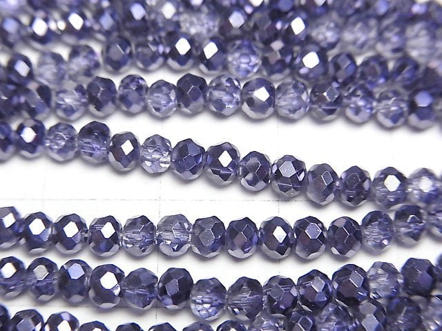 Glass Beads Faceted Button Rondelle 3x3x2mm Violet Half Coated 1strand beads (aprx.12inch/29cm)