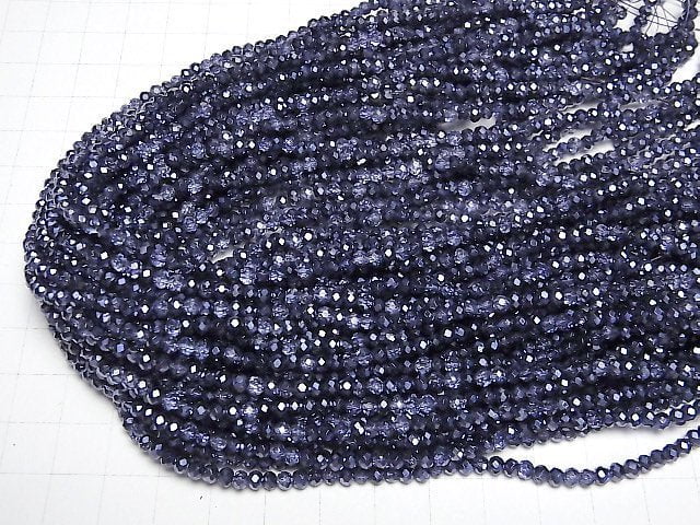 Glasperlen facettierte Knopf-Rondelle 3x3x2mm Violett halb beschichtet 1Strang Perlen (ca. 30cm)