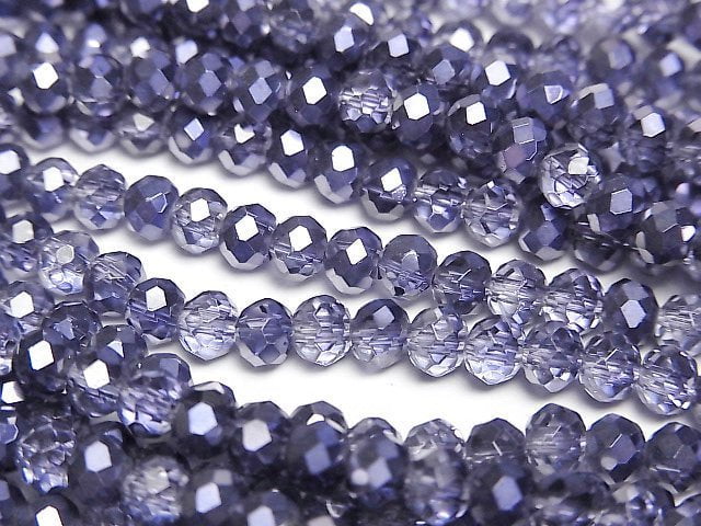 Glass Beads Faceted Button Rondelle 4x4x3mm Violet Half Coated 1strand beads (aprx.16inch/39cm)