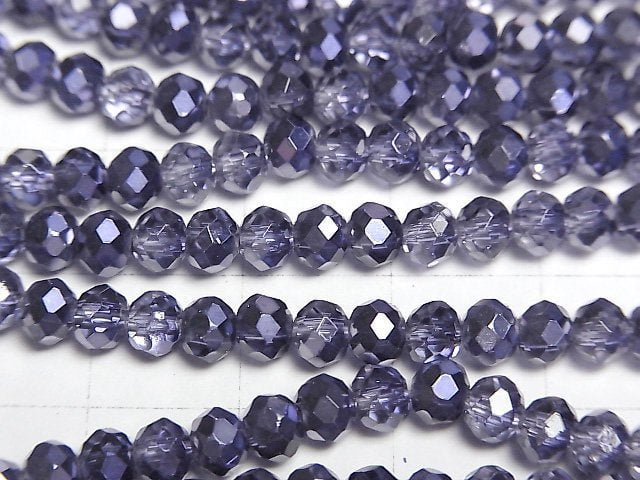Glass Beads Faceted Button Rondelle 4x4x3mm Violet Half Coated 1strand beads (aprx.16inch/39cm)