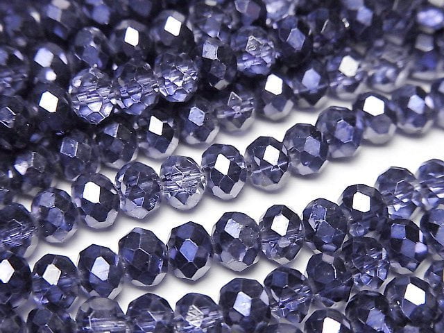 Glass Beads Faceted Button Rondelle 6x6x4mm Violet Half Coated 1strand beads (aprx.15inch/37cm)