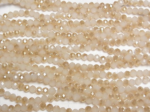 Glasperlen facettierte Knopf-Rondelle 4x4x3.5mm Champagner halb beschichtet 1Strang Perlen (ca. 38cm)