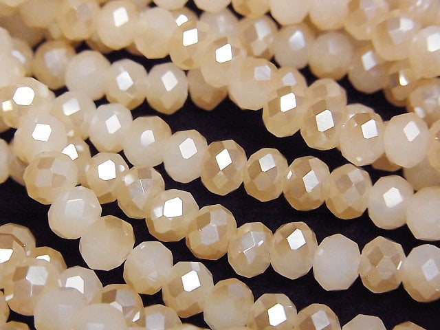 Glass Beads Faceted Button Rondelle 6x6x4mm Champagne Half Coating 1strand beads (aprx.14inch/34cm)