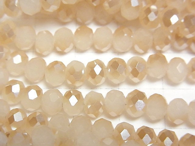Glass Beads Faceted Button Rondelle 6x6x4mm Champagne Half Coating 1strand beads (aprx.14inch/34cm)