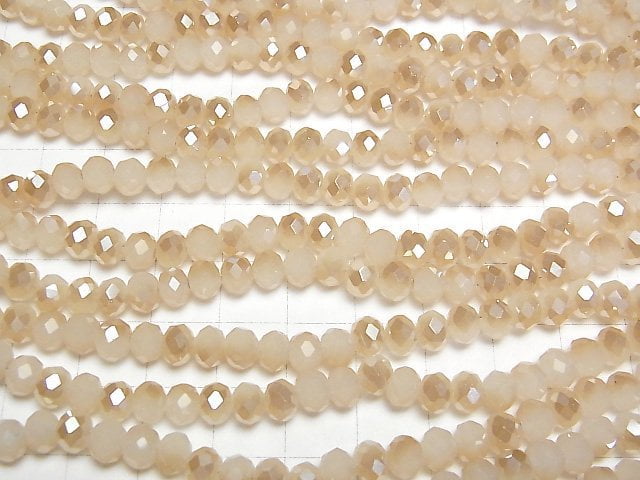Glasperlen facettierte Knopf-Rondelle 6x6x4mm Champagner halb beschichtet 1Strang Perlen (ca. 34cm)