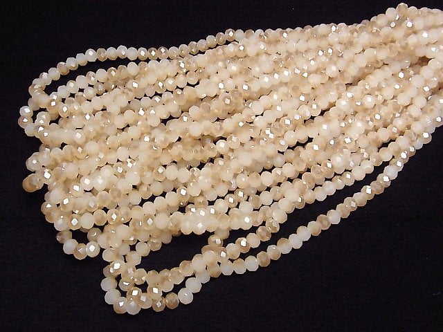 Glasperlen facettierte Knopf-Rondelle 6x6x4mm Champagner halb beschichtet 1Strang Perlen (ca. 34cm)