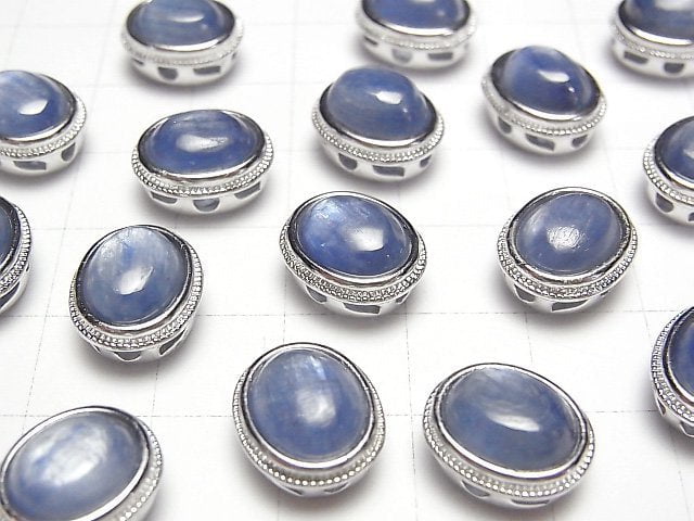 Kyanit AAA- Zargenfassung Oval Durchgangsform 13x11mm 1 Stück