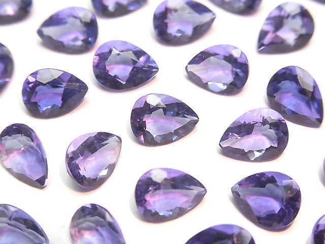 高品質變色螢石 AAA 梨形刻面裸石 8x6mm 2顆