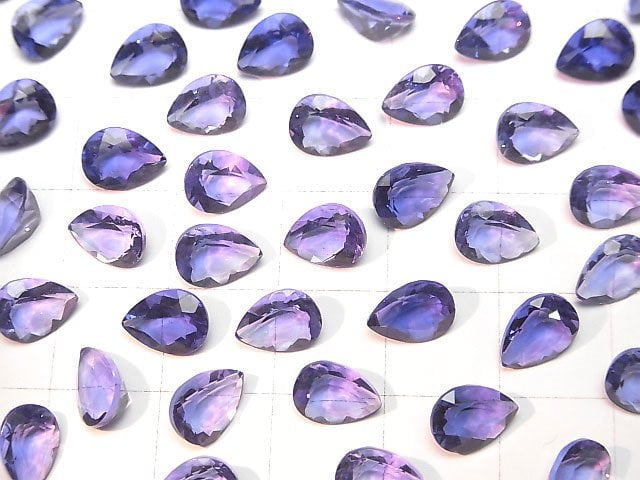 Hochwertiger Farbwechsel-Fluorit AAA Lose Stein Birnenform Facettiert 8x6mm 2 Stück