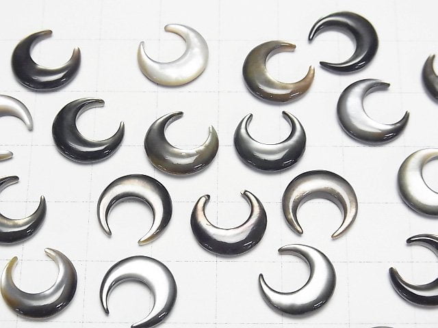 Hochwertige schwarze Muschel (Schwarzlippenauster) AAA Mondmotiv 12x11mm 4 Stück